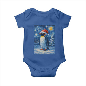Penguin Christmas Baby Onesie Starry Night Van Gogh TS14 Royal Blue Print Your Wear