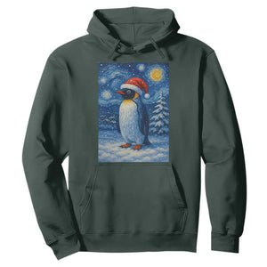 Penguin Christmas Hoodie Starry Night Van Gogh TS14 Dark Forest Green Print Your Wear