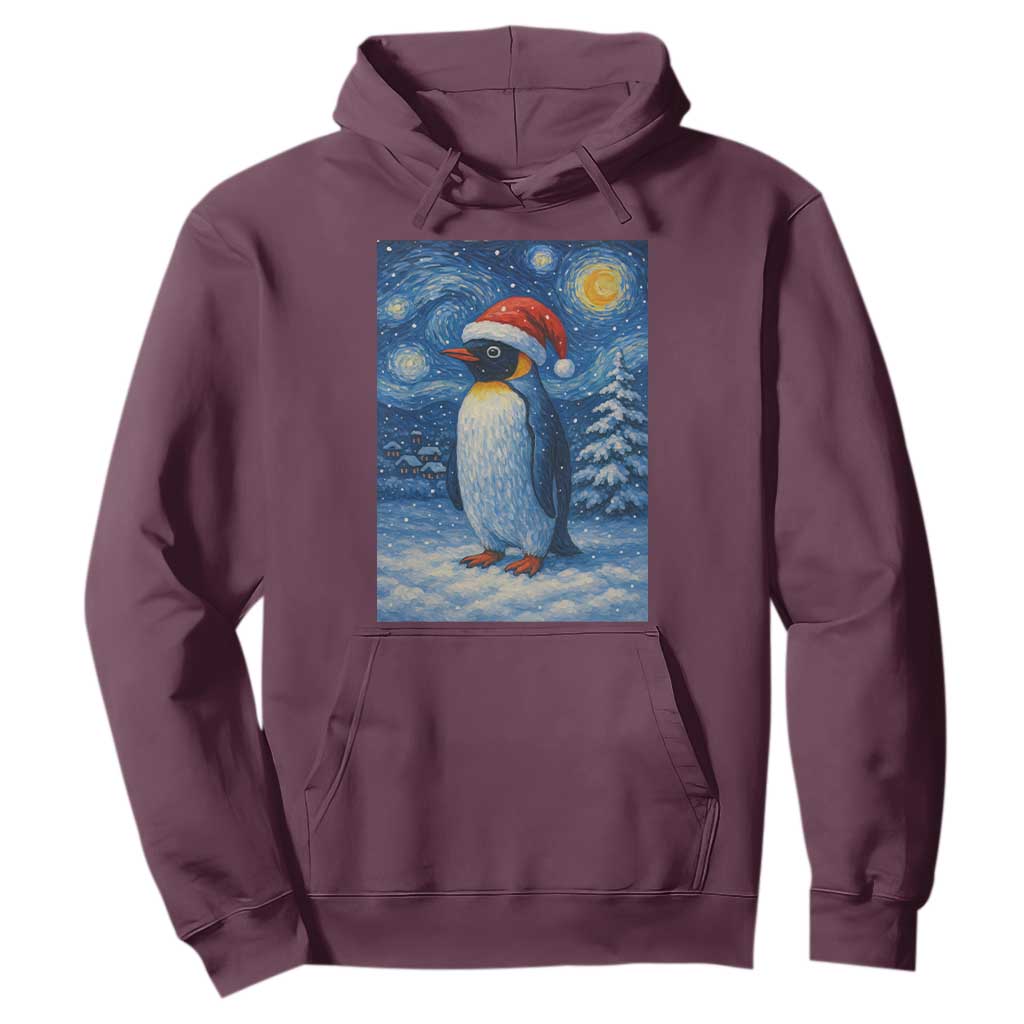 Penguin Christmas Hoodie Starry Night Van Gogh TS14 Maroon Print Your Wear