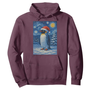 Penguin Christmas Hoodie Starry Night Van Gogh TS14 Maroon Print Your Wear