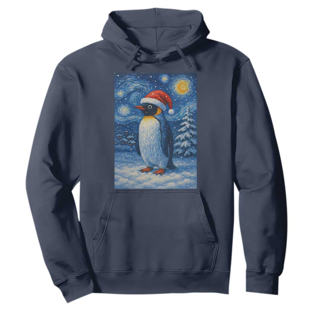 Penguin Christmas Hoodie Starry Night Van Gogh TS14 Navy Print Your Wear