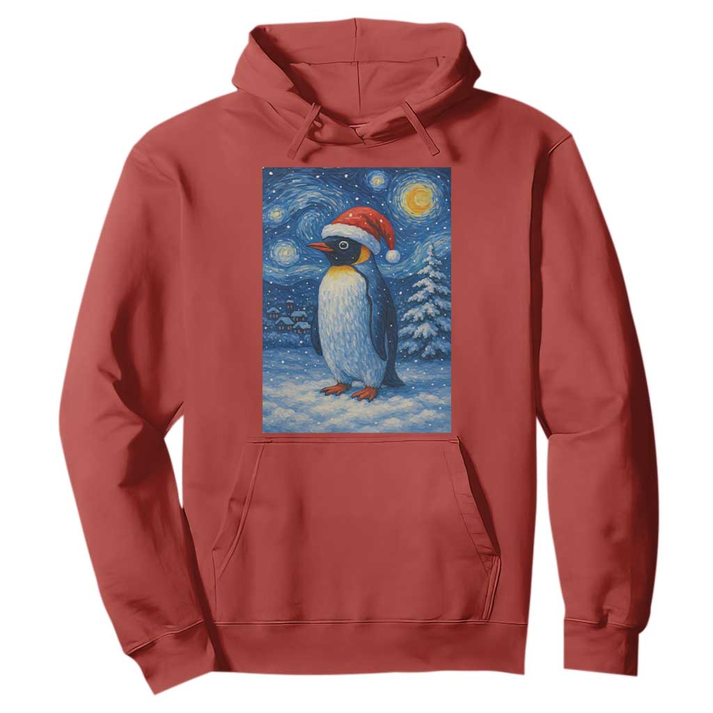 Penguin Christmas Hoodie Starry Night Van Gogh TS14 Red Print Your Wear