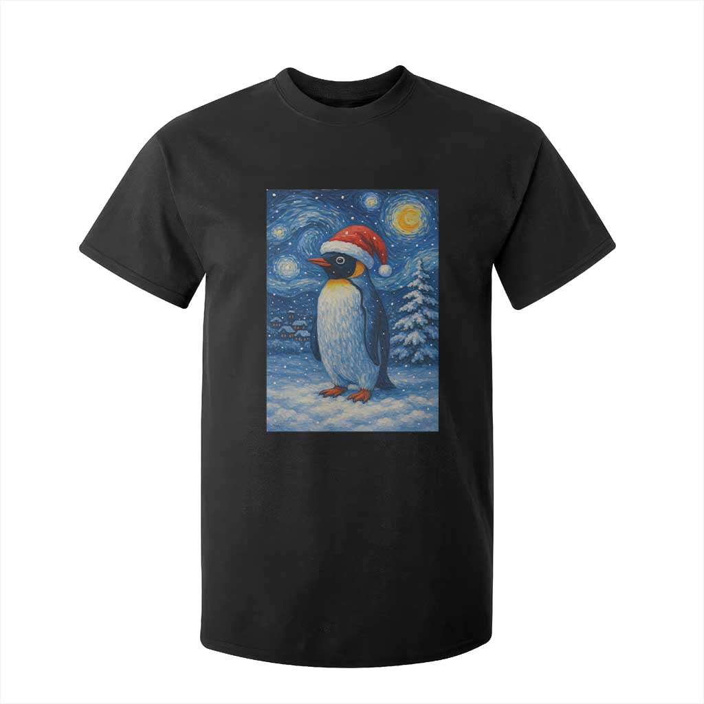 Penguin Christmas T Shirt For Kid Starry Night Van Gogh TS14 Black Print Your Wear