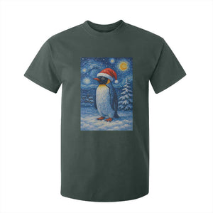 Penguin Christmas T Shirt For Kid Starry Night Van Gogh TS14 Dark Forest Green Print Your Wear