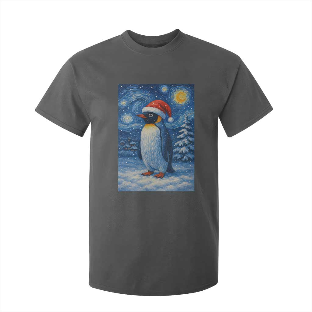 Penguin Christmas T Shirt For Kid Starry Night Van Gogh TS14 Dark Heather Print Your Wear