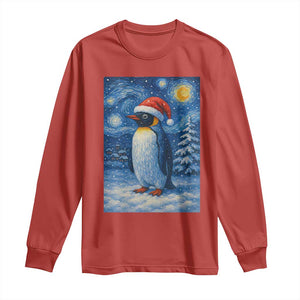 Penguin Christmas Long Sleeve Shirt Starry Night Van Gogh TS14 Red Print Your Wear