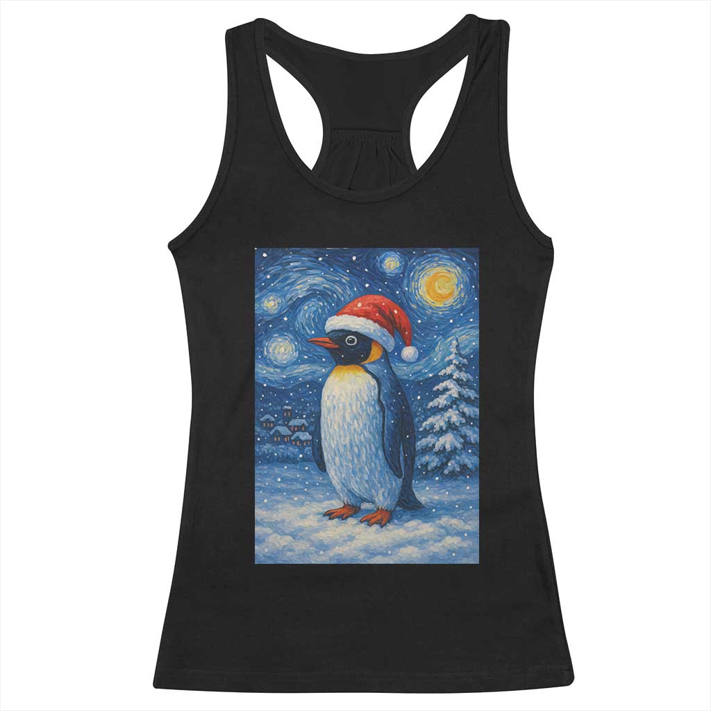 Penguin Christmas Racerback Tank Top Starry Night Van Gogh TS14 Black Print Your Wear