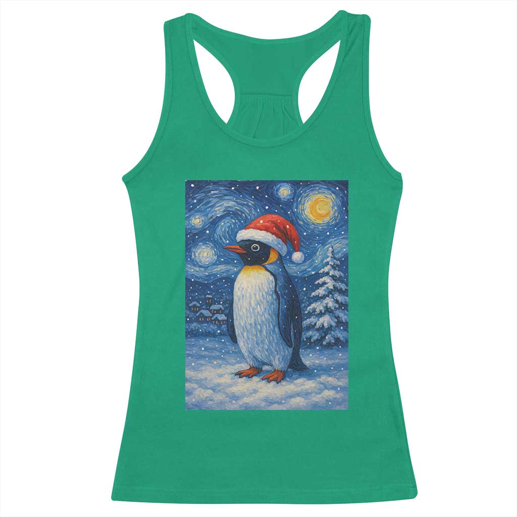 Penguin Christmas Racerback Tank Top Starry Night Van Gogh TS14 Irish Green Print Your Wear