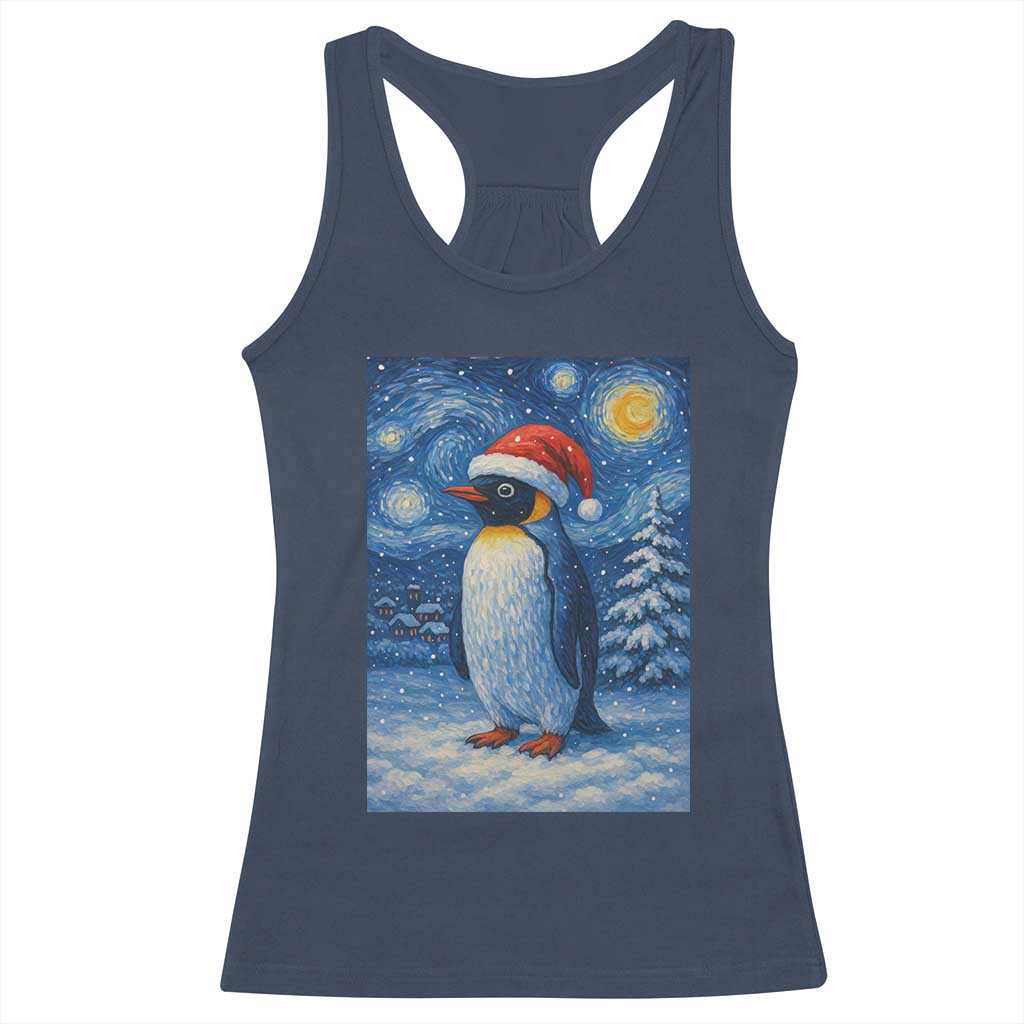 Penguin Christmas Racerback Tank Top Starry Night Van Gogh TS14 Navy Print Your Wear