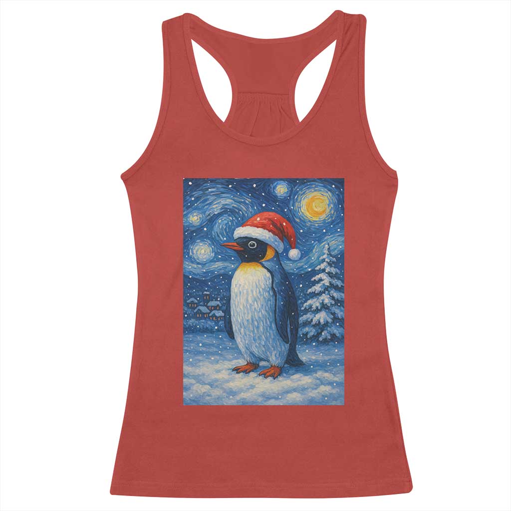 Penguin Christmas Racerback Tank Top Starry Night Van Gogh TS14 Red Print Your Wear