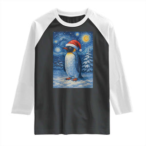 Penguin Christmas Raglan Shirt Starry Night Van Gogh TS14 Black White Print Your Wear