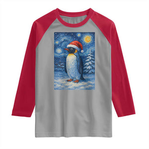 Penguin Christmas Raglan Shirt Starry Night Van Gogh TS14 Sport Gray Red Print Your Wear