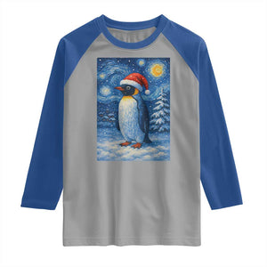 Penguin Christmas Raglan Shirt Starry Night Van Gogh TS14 Sport Gray Royal Print Your Wear