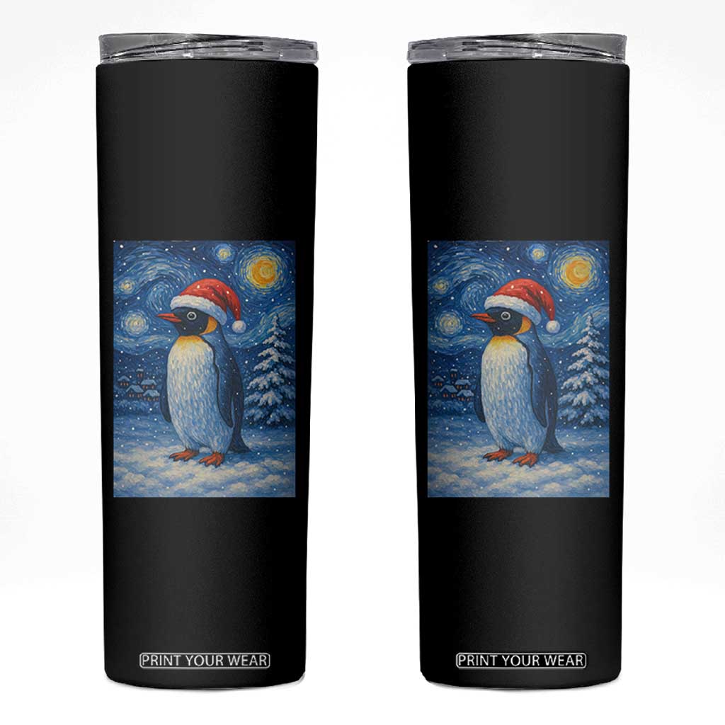 Penguin Christmas Skinny Tumbler Starry Night Van Gogh TS14 Black Print Your Wear
