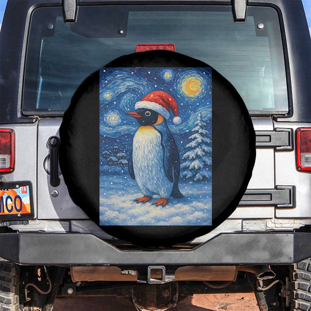 Penguin Christmas Spare Tire Cover Starry Night Van Gogh TS14 No hole Black Print Your Wear