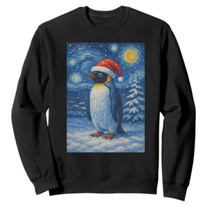 Penguin Christmas Sweatshirt Starry Night Van Gogh TS14 Black Print Your Wear