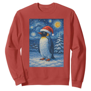 Penguin Christmas Sweatshirt Starry Night Van Gogh TS14 Red Print Your Wear