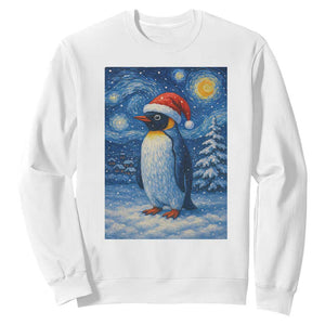 Penguin Christmas Sweatshirt Starry Night Van Gogh TS14 White Print Your Wear