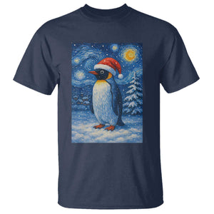 Penguin Christmas T Shirt Starry Night Van Gogh TS14 Navy Print Your Wear