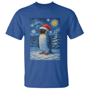 Penguin Christmas T Shirt Starry Night Van Gogh TS14 Royal Blue Print Your Wear