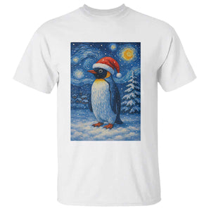 Penguin Christmas T Shirt Starry Night Van Gogh TS14 White Print Your Wear