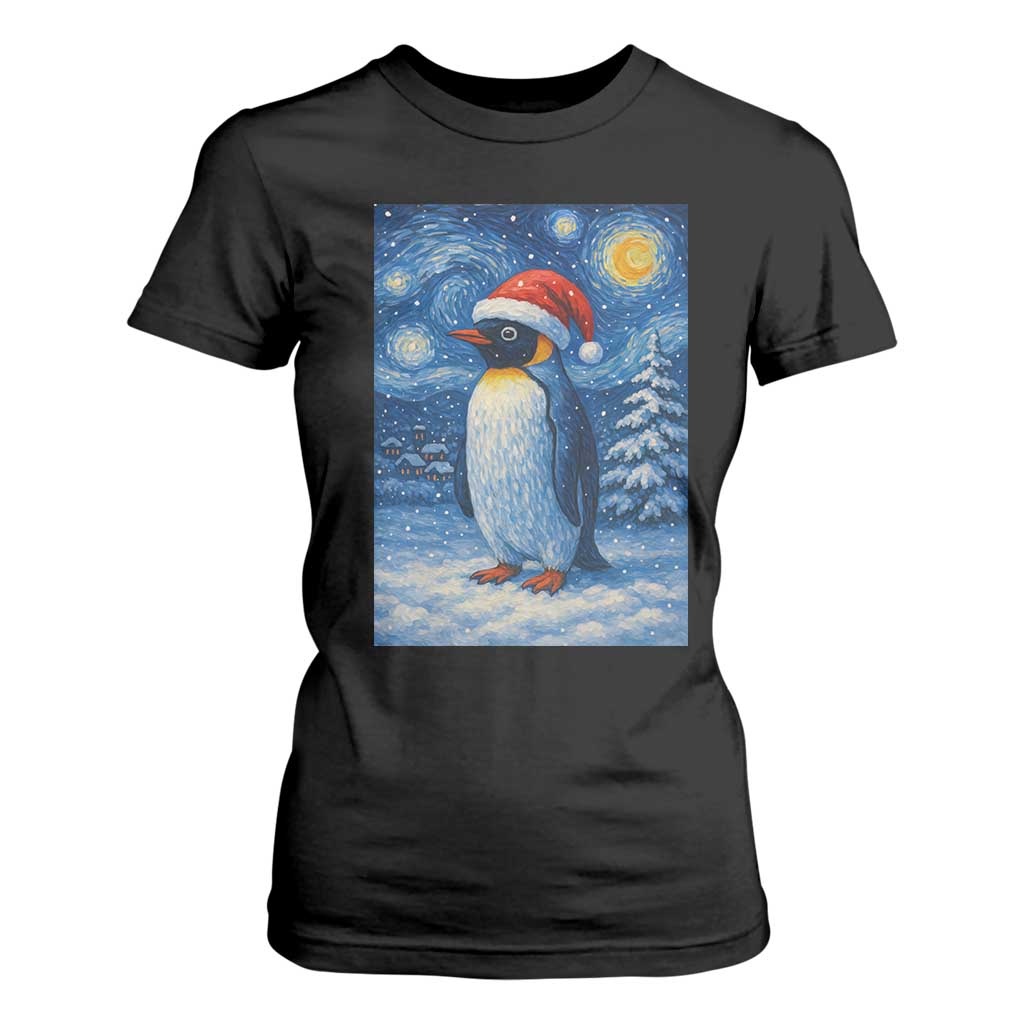 Penguin Christmas T Shirt For Women Starry Night Van Gogh TS14 Black Print Your Wear