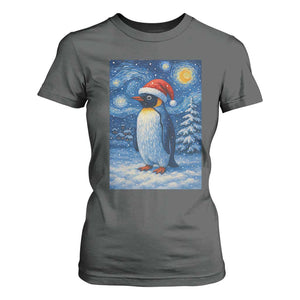 Penguin Christmas T Shirt For Women Starry Night Van Gogh TS14 Dark Heather Print Your Wear