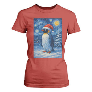 Penguin Christmas T Shirt For Women Starry Night Van Gogh TS14 Red Print Your Wear