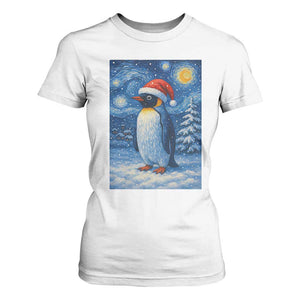 Penguin Christmas T Shirt For Women Starry Night Van Gogh TS14 White Print Your Wear
