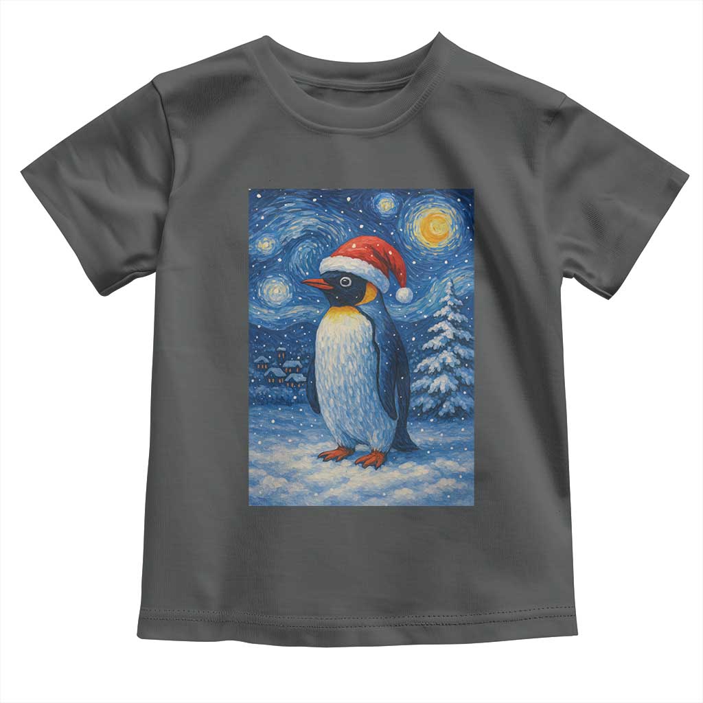 Penguin Christmas Toddler T Shirt Starry Night Van Gogh TS14 Dark Heather Print Your Wear