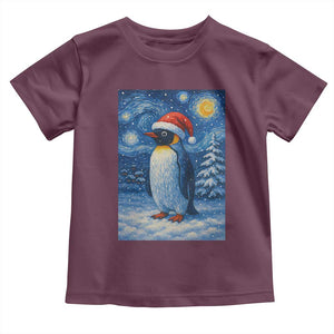 Penguin Christmas Toddler T Shirt Starry Night Van Gogh TS14 Maroon Print Your Wear