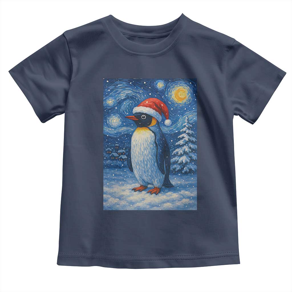 Penguin Christmas Toddler T Shirt Starry Night Van Gogh TS14 Navy Print Your Wear