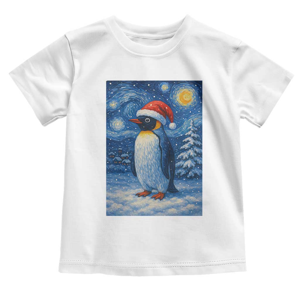 Penguin Christmas Toddler T Shirt Starry Night Van Gogh TS14 White Print Your Wear