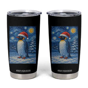 Penguin Christmas Tumbler Cup Starry Night Van Gogh TS14 Black Print Your Wear