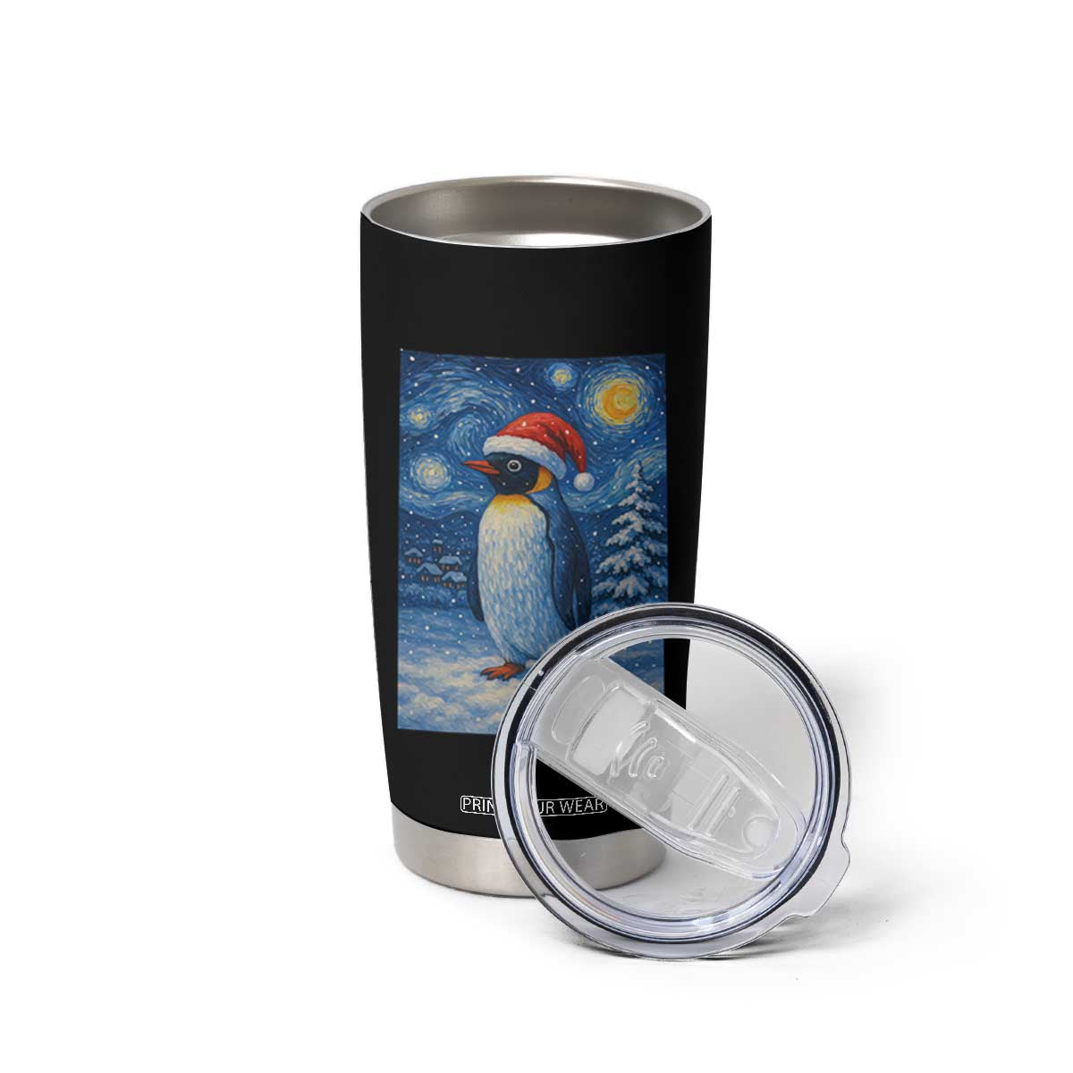 Penguin Christmas Tumbler Cup Starry Night Van Gogh TS14 Print Your Wear