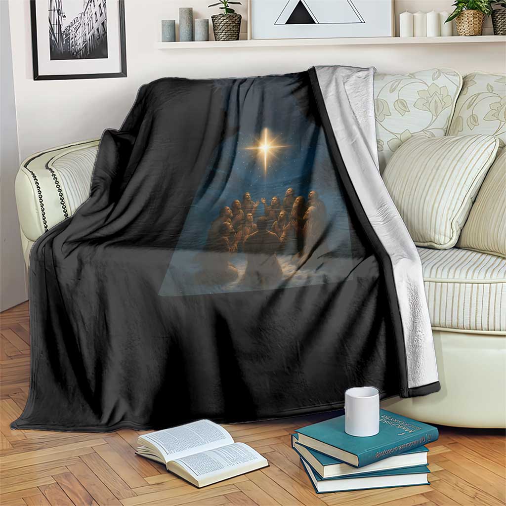 Jesus Christian Christmas Throw Blanket Christian Saints Praying Under The Star of Bethlehem TS14 Print Your Wear
