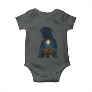 Jesus Christian Christmas Baby Onesie Christian Saints Praying Under The Star of Bethlehem TS14 Dark Heather Print Your Wear