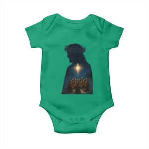 Jesus Christian Christmas Baby Onesie Christian Saints Praying Under The Star of Bethlehem TS14 Irish Green Print Your Wear