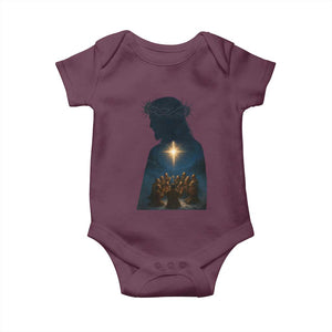 Jesus Christian Christmas Baby Onesie Christian Saints Praying Under The Star of Bethlehem TS14 Maroon Print Your Wear