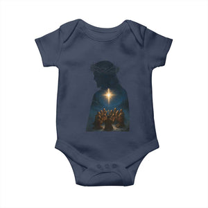 Jesus Christian Christmas Baby Onesie Christian Saints Praying Under The Star of Bethlehem TS14 Navy Print Your Wear