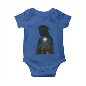 Jesus Christian Christmas Baby Onesie Christian Saints Praying Under The Star of Bethlehem TS14 Royal Blue Print Your Wear