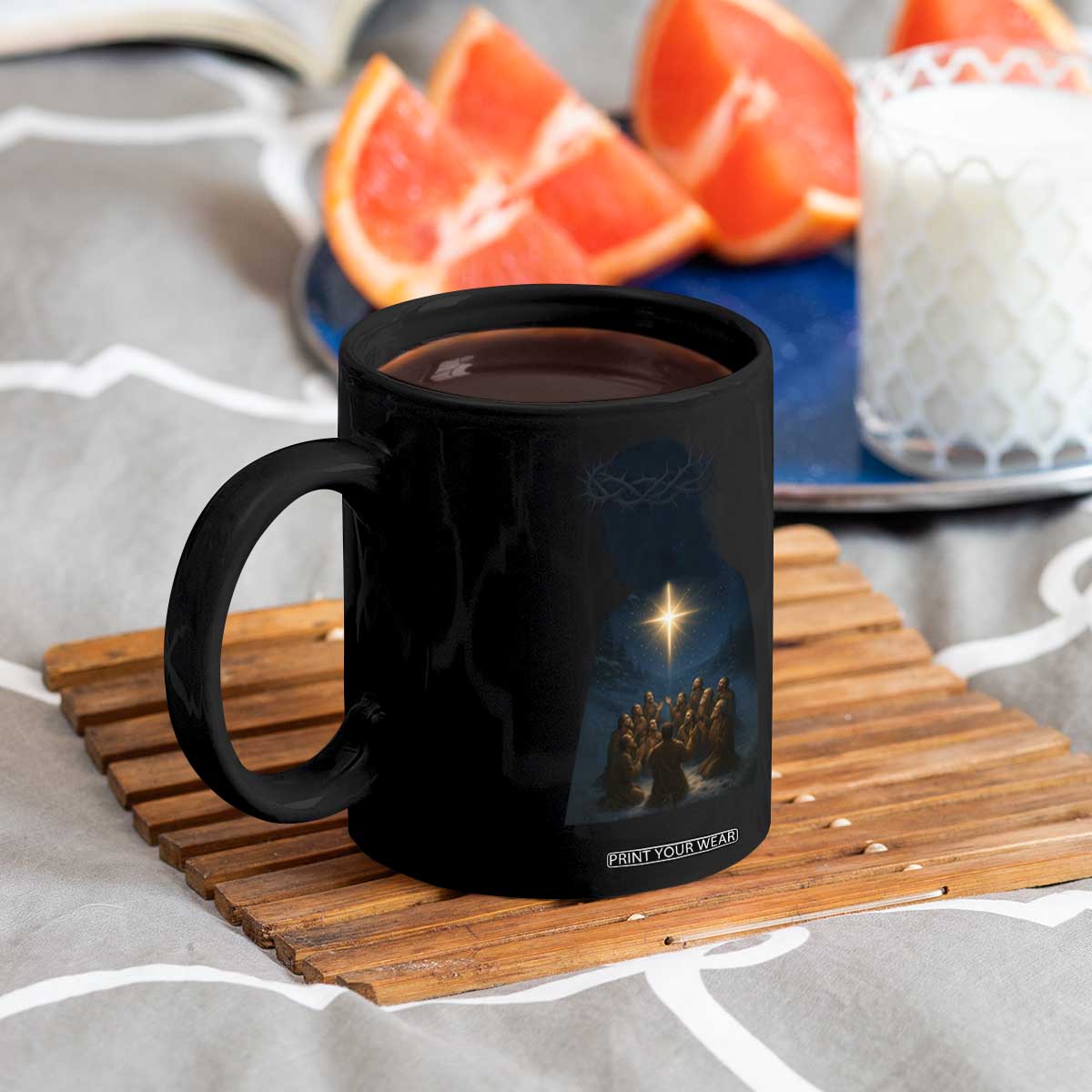 Jesus Christian Christmas Coffee Mug Christian Saints Praying Under The Star of Bethlehem TS14 Print Your Wear