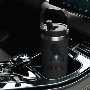 Jesus Christian Christmas Flip Straw Tumbler Christian Saints Praying Under The Star of Bethlehem TS14 Print Your Wear