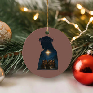 Jesus Christian Xmas Ceramic Ornament Christian Saints Praying Under The Star of Bethlehem TS14 1pc Mocha Print Your Wear