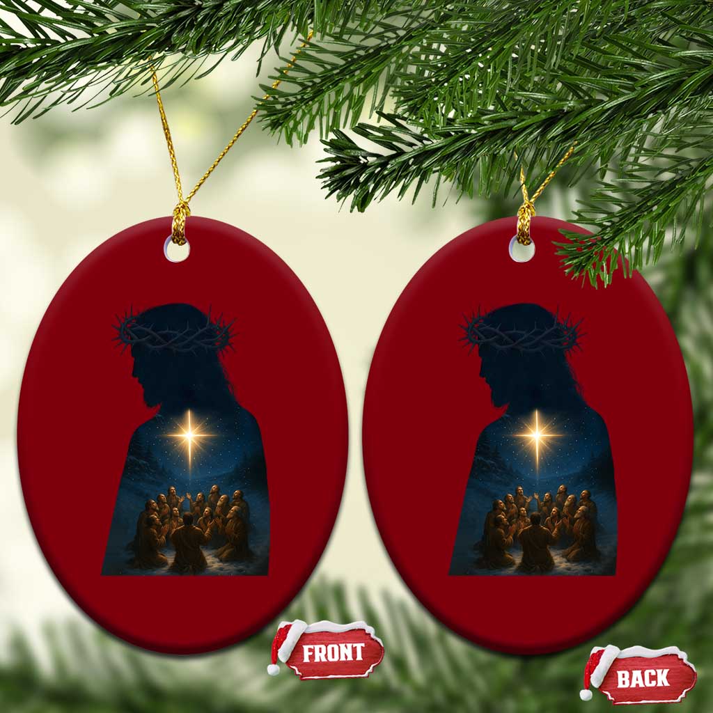 Jesus Christian Xmas Ceramic Ornament Christian Saints Praying Under The Star of Bethlehem TS14 Print Your Wear