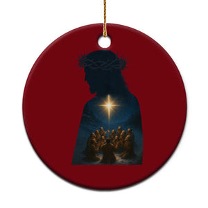 Jesus Christian Xmas Ceramic Ornament Christian Saints Praying Under The Star of Bethlehem TS14 1pc Red Print Your Wear