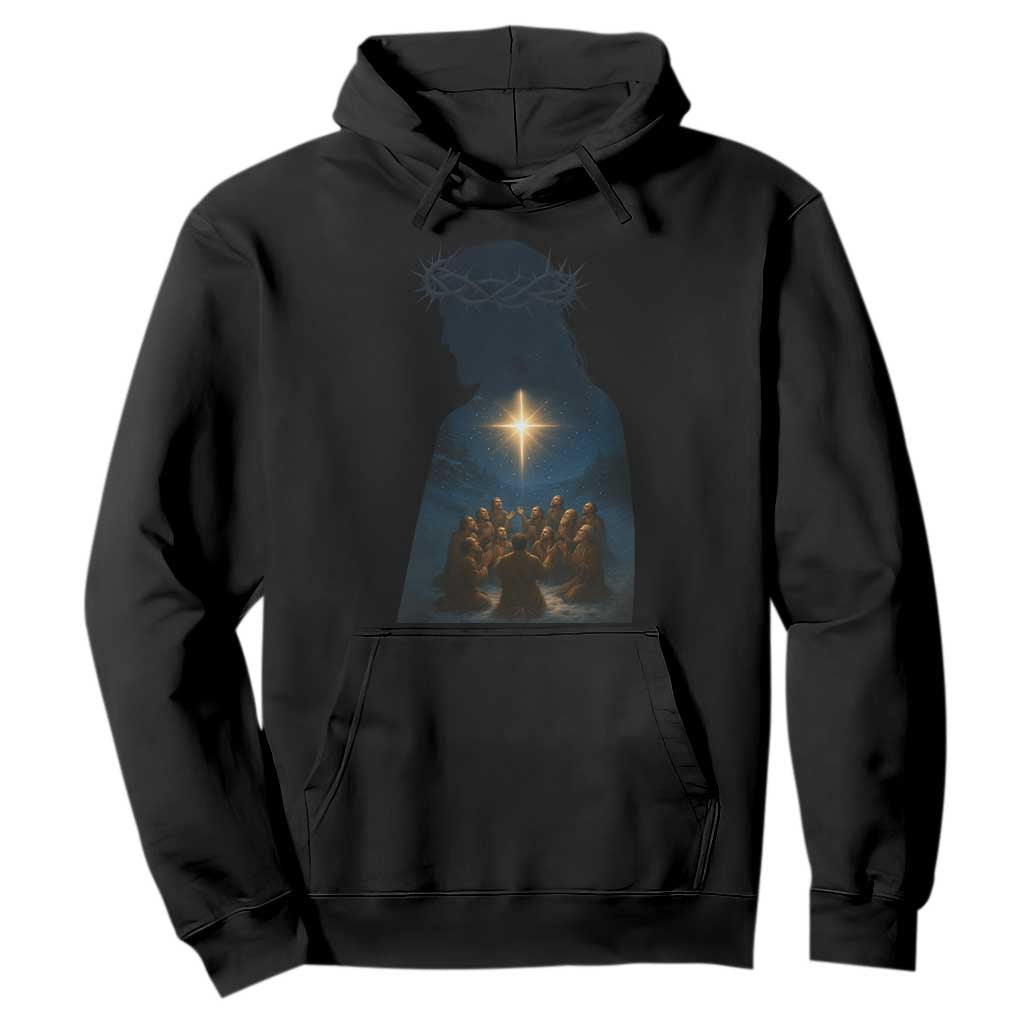 Jesus Christian Christmas Hoodie Christian Saints Praying Under The Star of Bethlehem TS14 Black Print Your Wear