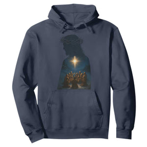 Jesus Christian Christmas Hoodie Christian Saints Praying Under The Star of Bethlehem TS14 Navy Print Your Wear