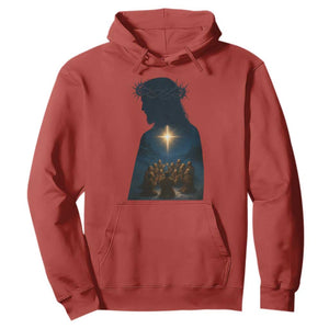 Jesus Christian Christmas Hoodie Christian Saints Praying Under The Star of Bethlehem TS14 Red Print Your Wear