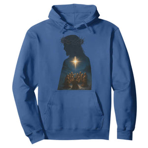 Jesus Christian Christmas Hoodie Christian Saints Praying Under The Star of Bethlehem TS14 Royal Blue Print Your Wear